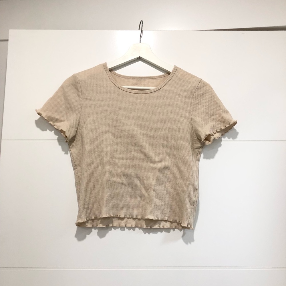 American Eagle Outfitters Beige Short Sleeve Top